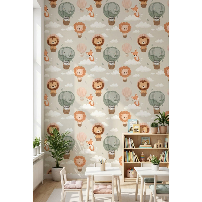 Murale de papier peint animaux fantaisistes pastel, Peler et coller