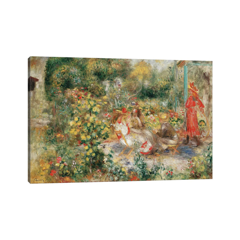 Girls In A Garden In Montmartre by Pierre-Auguste Renoir - Wrapped Canvas Gallery-Wrapped Canvas Giclée