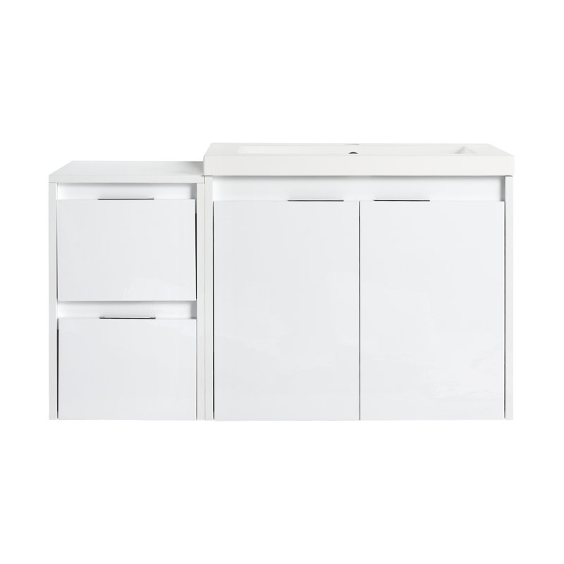 Ensemble de meuble-lavabo flottant moderne 36 "avec lavabo en résine et portes à fermeture douce