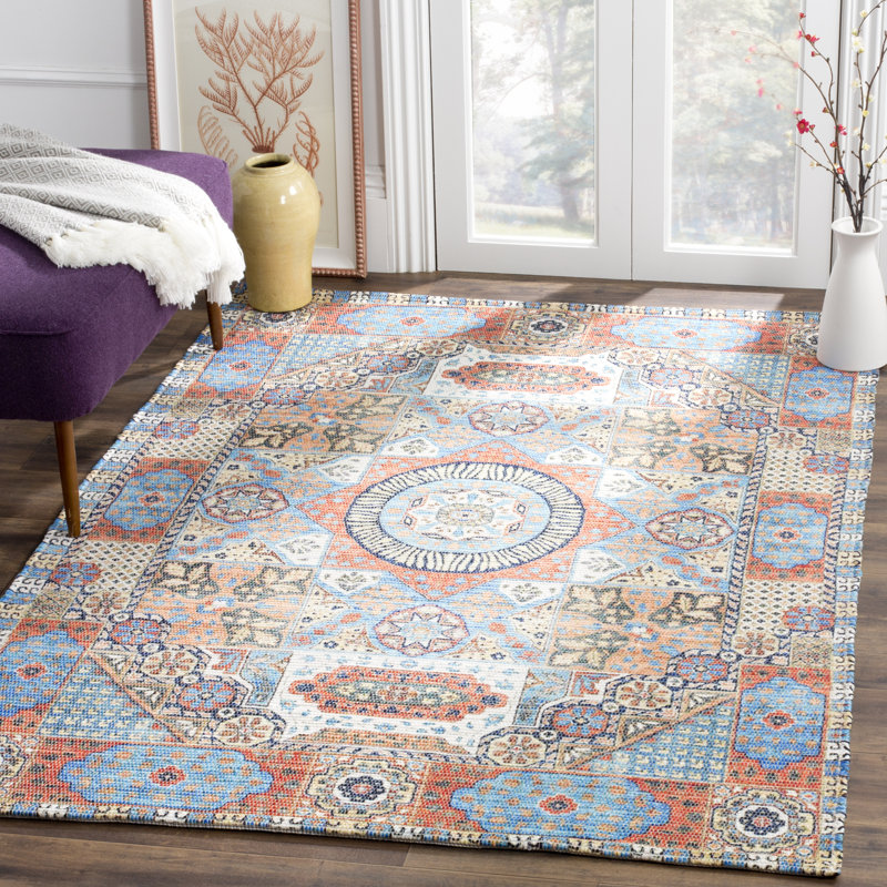 Tapis géométrique tissé à la main Joppatowne, Rectangle de 5 pi x 8 pi