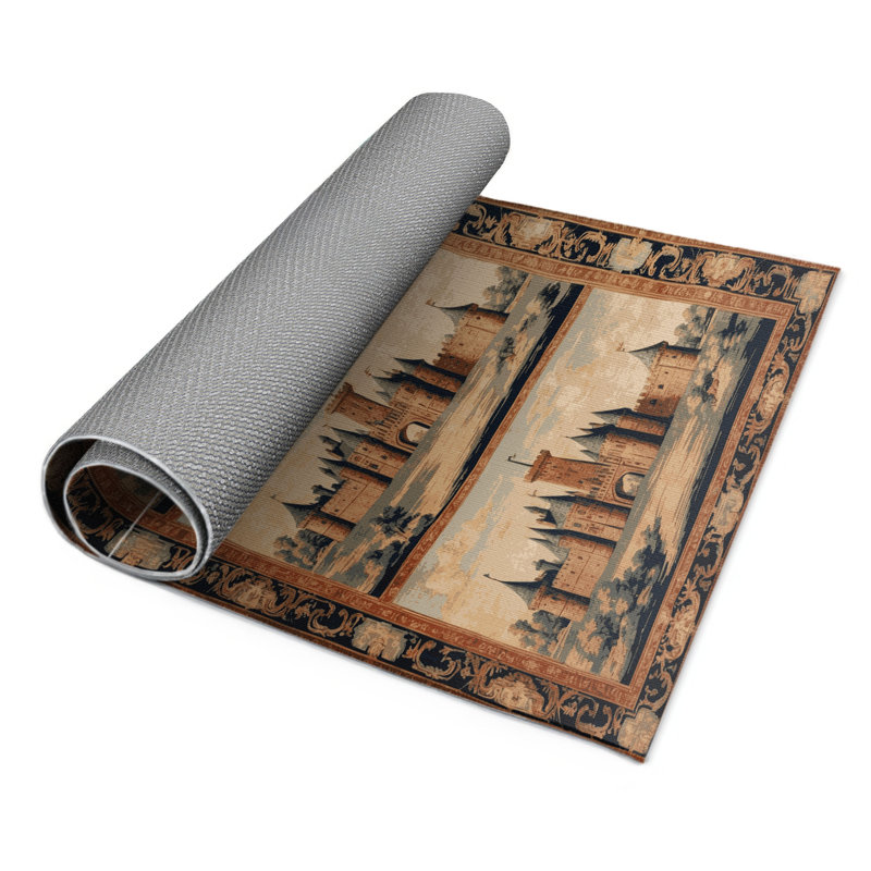 Tapis d'intérieur et d'extérieur brun français, Rectangle 4pi x 6 pi
