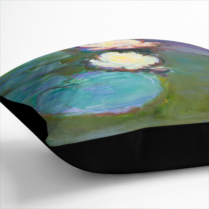 Water Lilies Lily Pond Vol.41 Scatter Cushion, Black, 40cm H x 40cm W x 15cm D