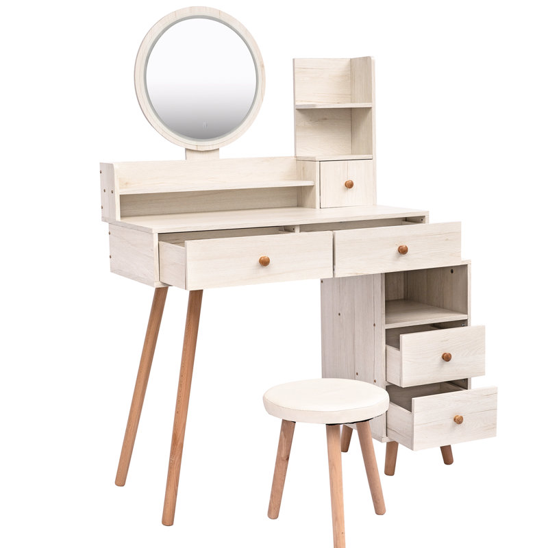 Meuble-lavabo moderne avec miroir et tabouret Modern