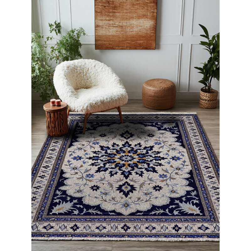 Tapis marocain en coton et polyester à imprimé numérique Quarza Collection, Rectangle 3 pi 4 po x 5 pi