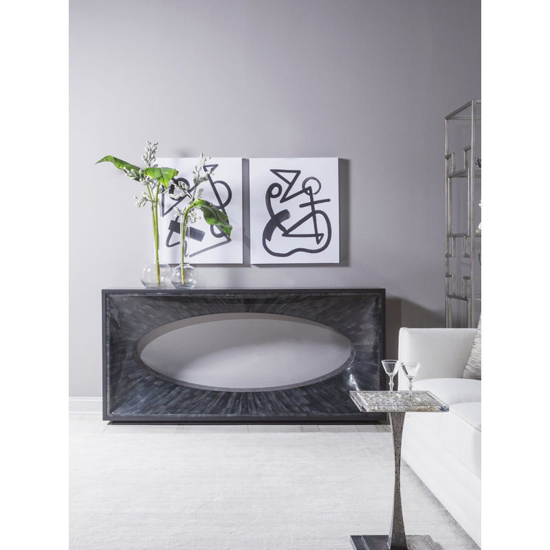 Elation 72" Gray Resin and Stone Rectangular Console Table