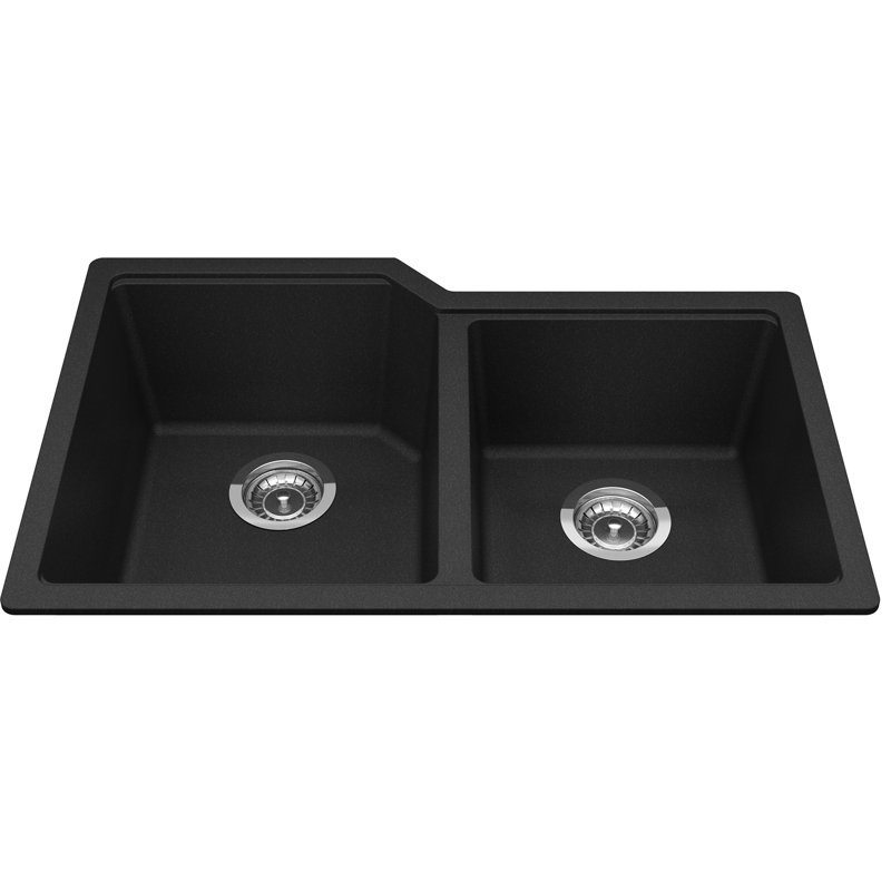 Évier de cuisine à double cuve avec crépine L 31 po x l 20 po, Onyx