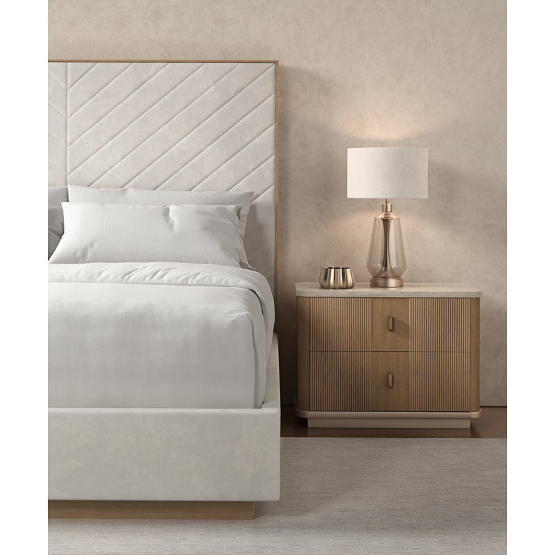 Meet U In The Middle Upholstered Bed, King, White