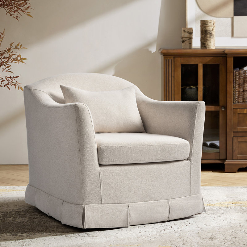 Mcgee Modern Farmhouse Slipcovered Swivel Armchair, Linen Polyester