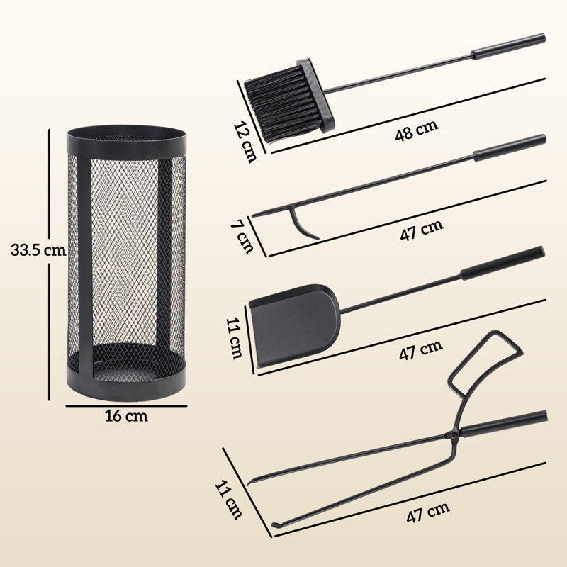 Piece Metal Fireplace Tool Set Broom