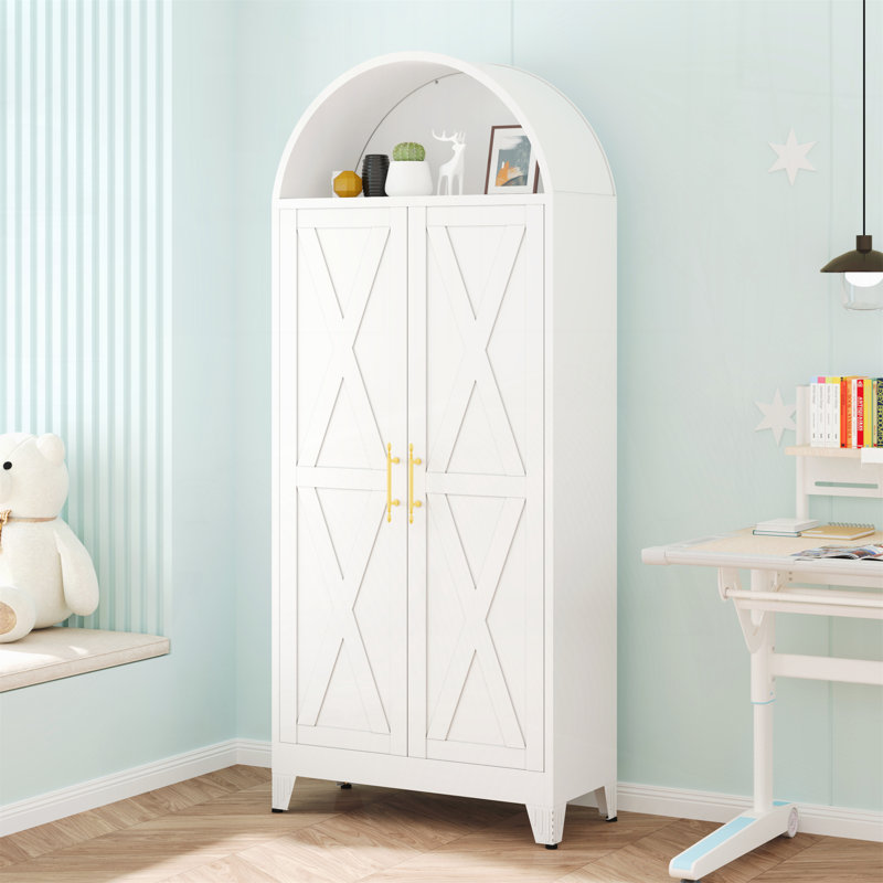Grande armoire arquée en métal, Blanc