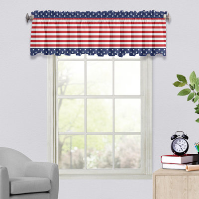 Kbndieu 54x17.72inch Window Valances USA Flag Valance Curtains 4th Of July Patriotism Independence Day Short Valance for Kitchen Living Room Cafes