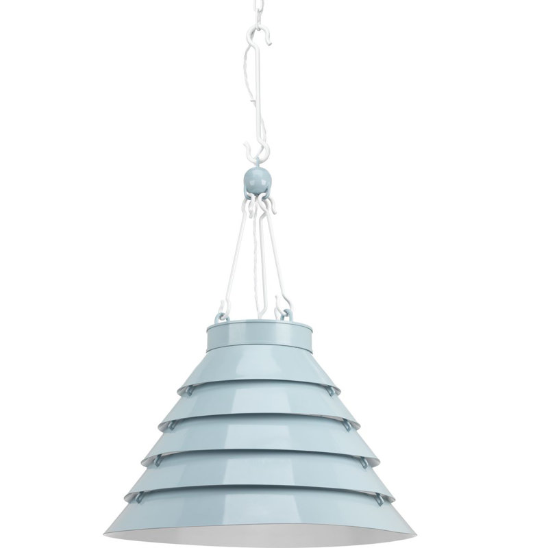 Luminaire suspendu conique à 1 lumière Surfrider, Bleu, H 26,5 po x l 24,875 po x P 24,875 po
