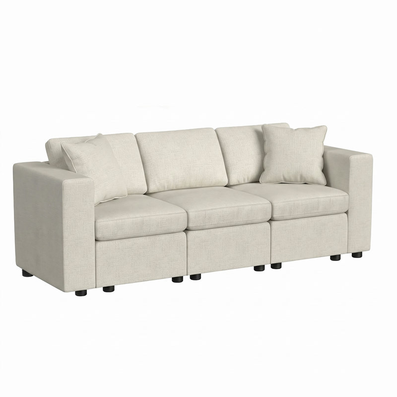 Lockheart 88 inch 3-Seat Modular Sofa Beige Square Arm, Beige