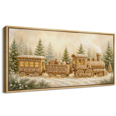 «Christmas Gingerbread Train Holiday», photos de salon, impression sur toile encadrée, 3 pièces 