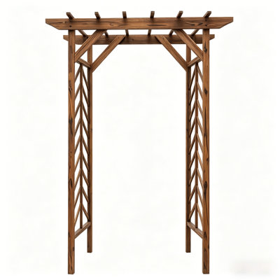 Treillis arche de jardin en bois de sapin carbonisé rustique, arche de mariage de style pergola pour plantes grimpantes, décor extérieur pour la cour, assemblage facile