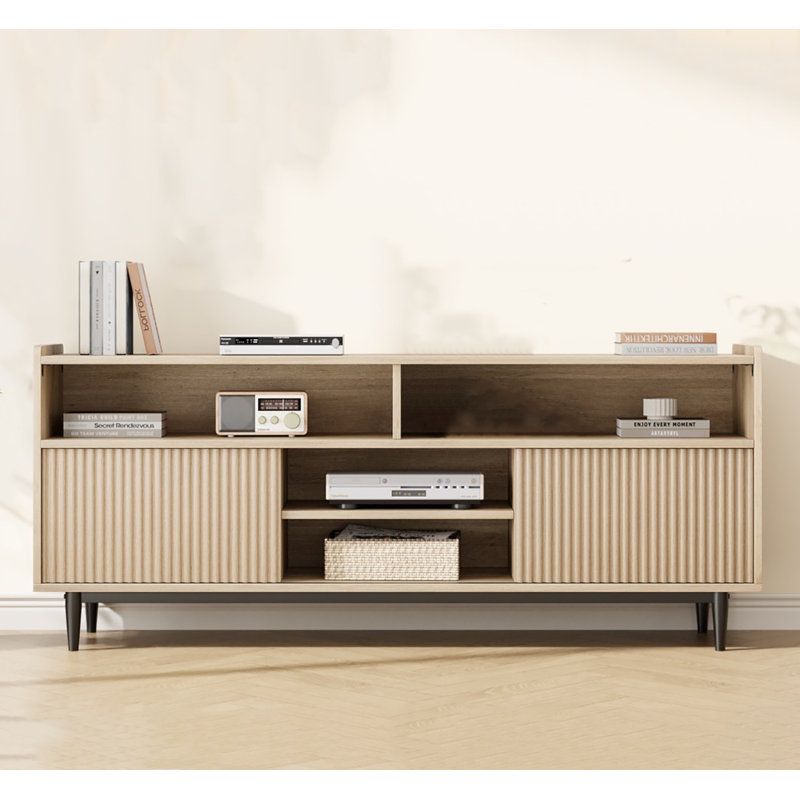 Wooden Wave Patterned Tv Cabinet