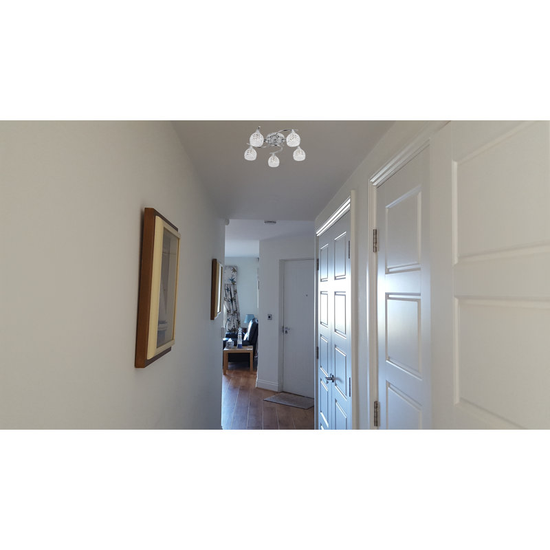 Burroughs 5 - Light Semi Flush Mount Ceiling Light Cut Glass for Low Ceilings, Chrome