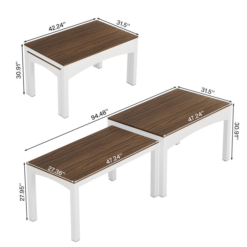 94.5" Extendable Double Desk For 2 Person