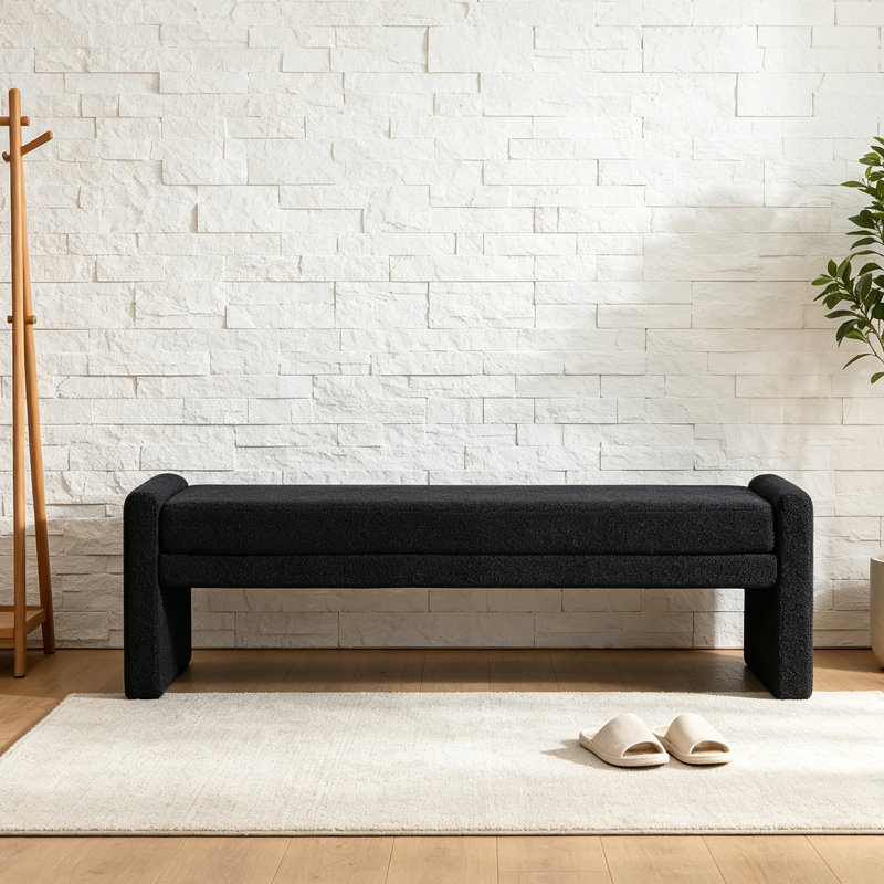 Banc de rangement rembourré 66,9 po, Noir
