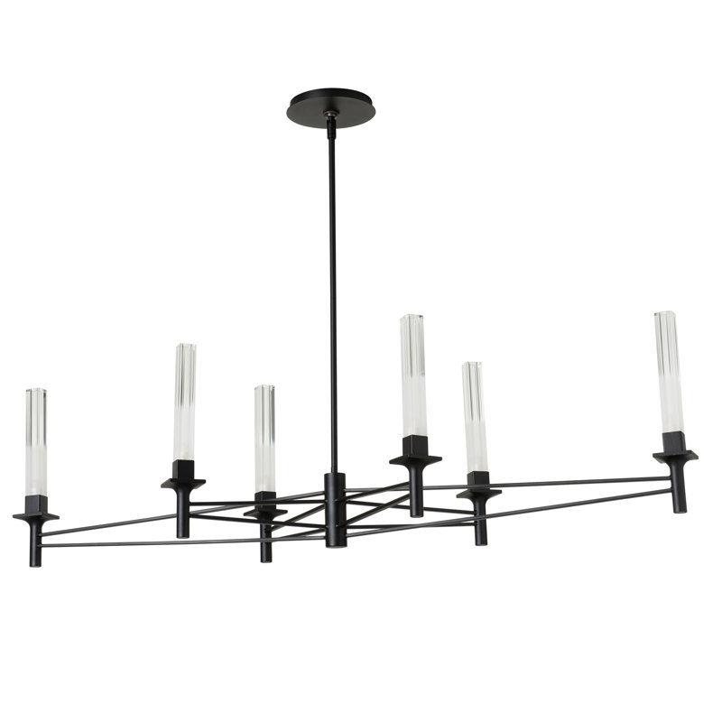 Truss 6-Arm Linear Chandelier, Black