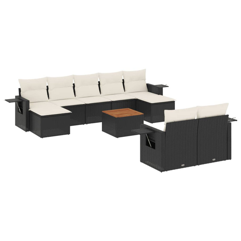Ensemble de canapé de jardin Vidaxl noir et blanc crème