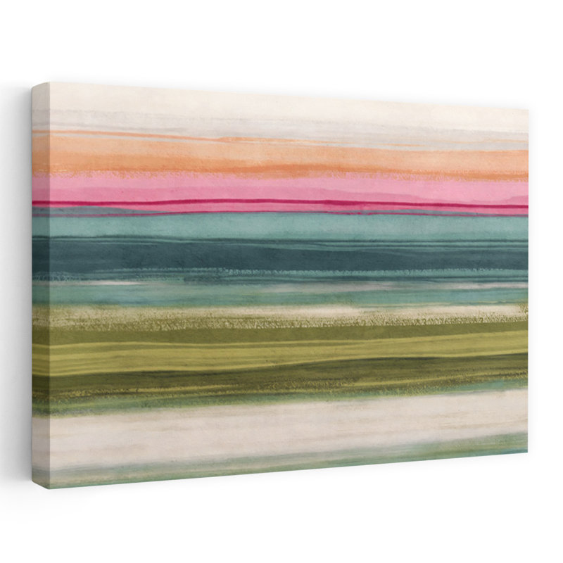 «Tropical Stripes 2», art mural contemporain horizontal minimaliste abstrait, 16" H x 24" W