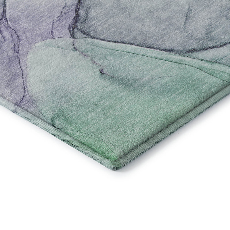 Tapis bleu Cerrito AMF502 lavable à la machine de qualité supérieure, Rectangle 9 pi x 12 pi