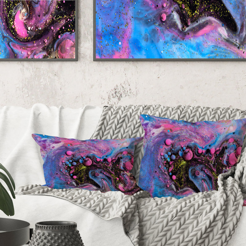 Coussin 12 "x 20" rose et bleu
