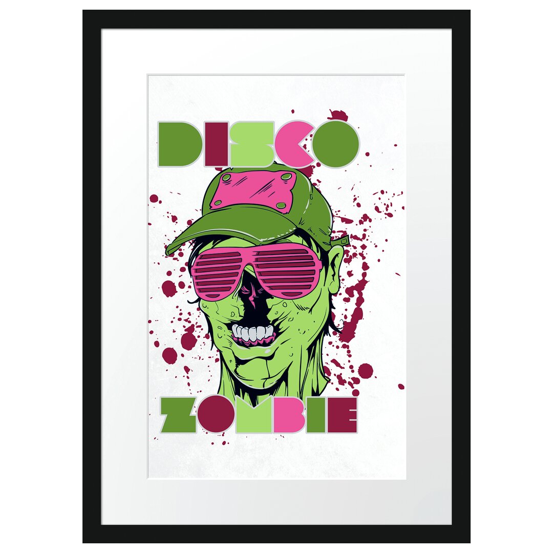 Gerahmtes Poster Disco Zombie White