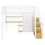 Lit mezzanine double en métal avec garde-robe, bureau et tablettes de rangement-818547729