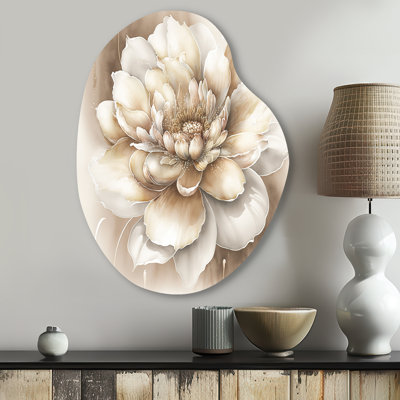 Fleur beige simple II - art mural asymétrique floral en forme de poire