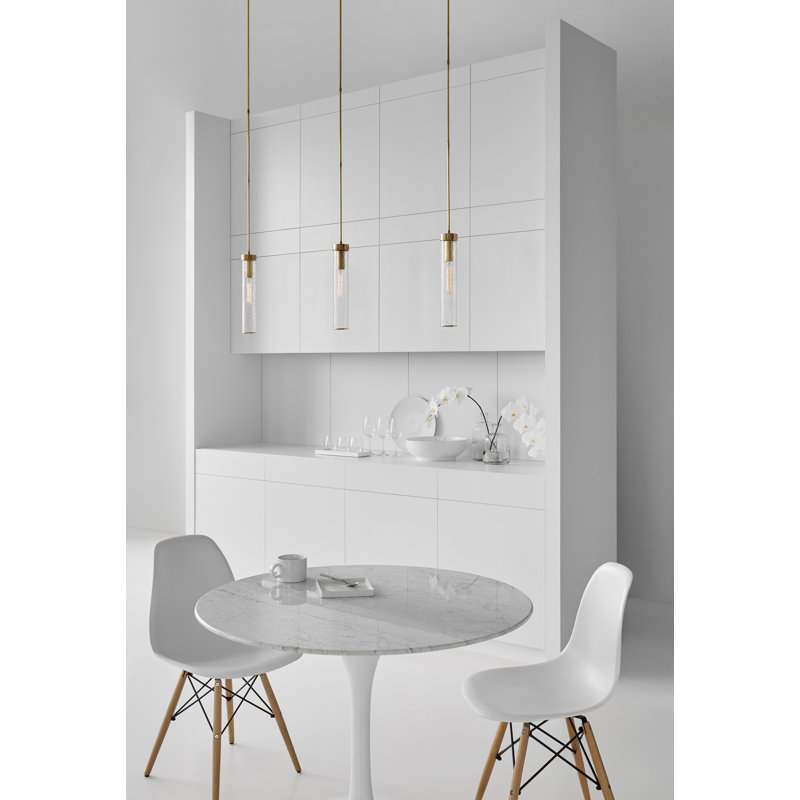 Kelly Wearstler Liaison Short Pendant, Clear, Polished Nickel, 12.75" x 3.5" W x 3.5" D