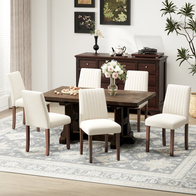 Modern Upholstered Dining Chairs with Walnut Legs