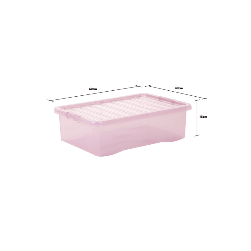 Wham Crystal 45L Plastic Storage Boxes Set of 5 Tint Dusky Orchid