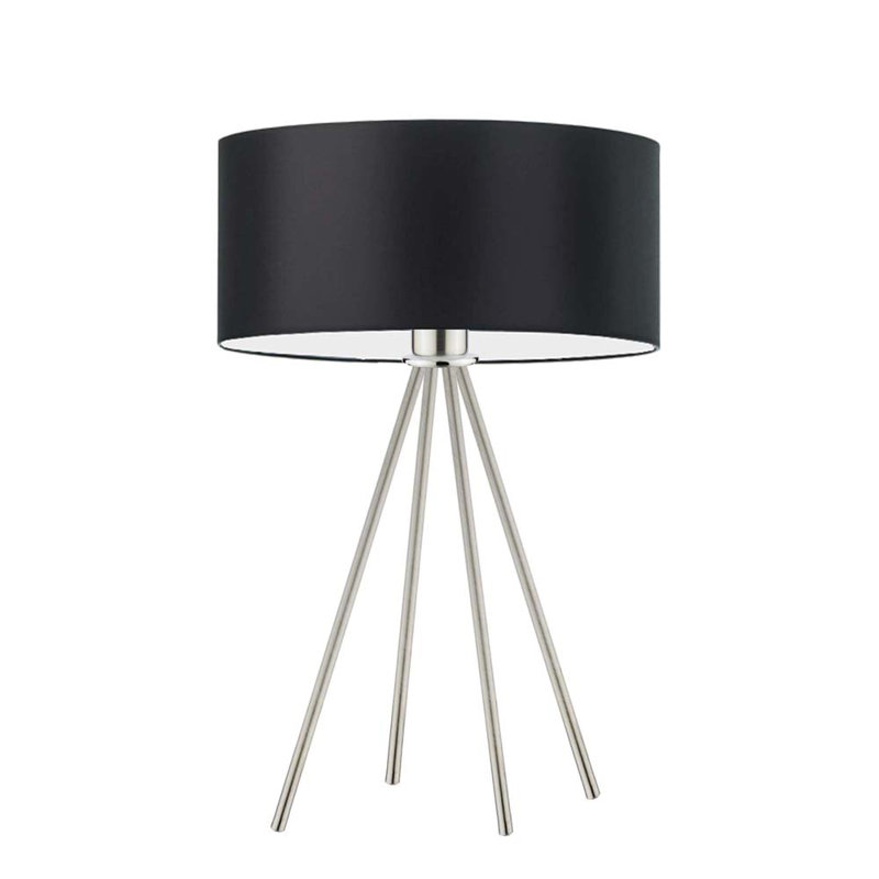 Arneshia Metal Table Lamp, Brushed Steel, Black
