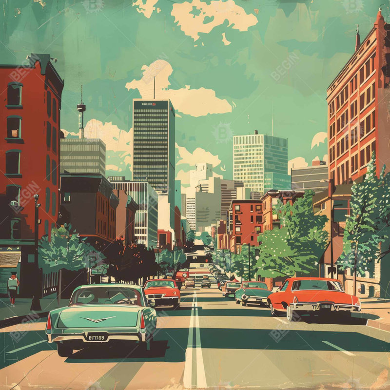 On route - 32"x32" art on canvas