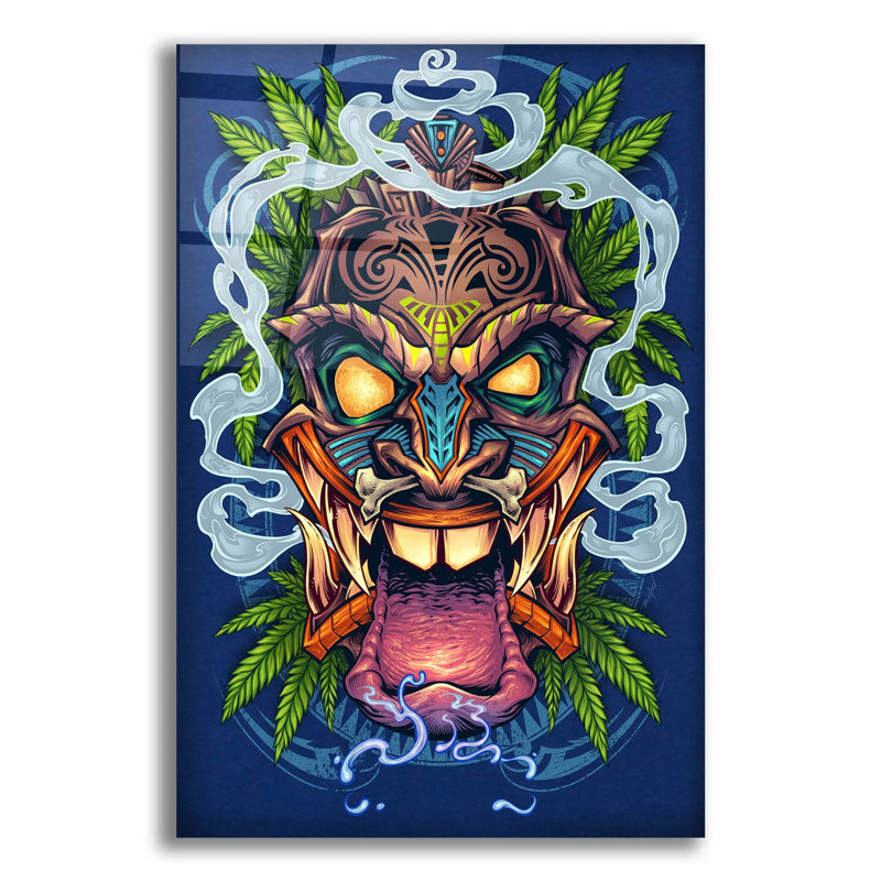 Tête de tiki sur plastique / acrylique par Flyland Designs Print, H 24 po x l 16 po x P 0,2 po