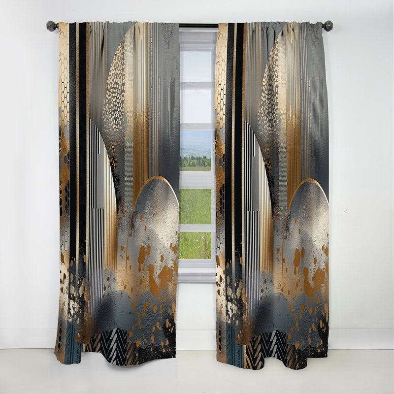 Shapes And Lines Abstract Marble IV - Abstract Marble Marble Blackout Curtain - 1 Panels, 52" W x 90" L