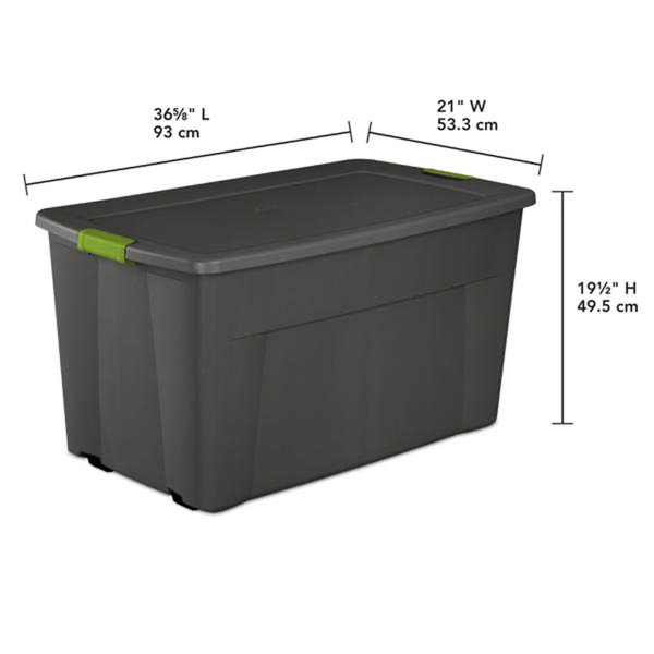 Sterilite 50 Gal Tote Box, Titanium Case of 4