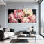 Pivoine roses sur fond sombre, ensemble de 3 impressions sur toile-1696192757