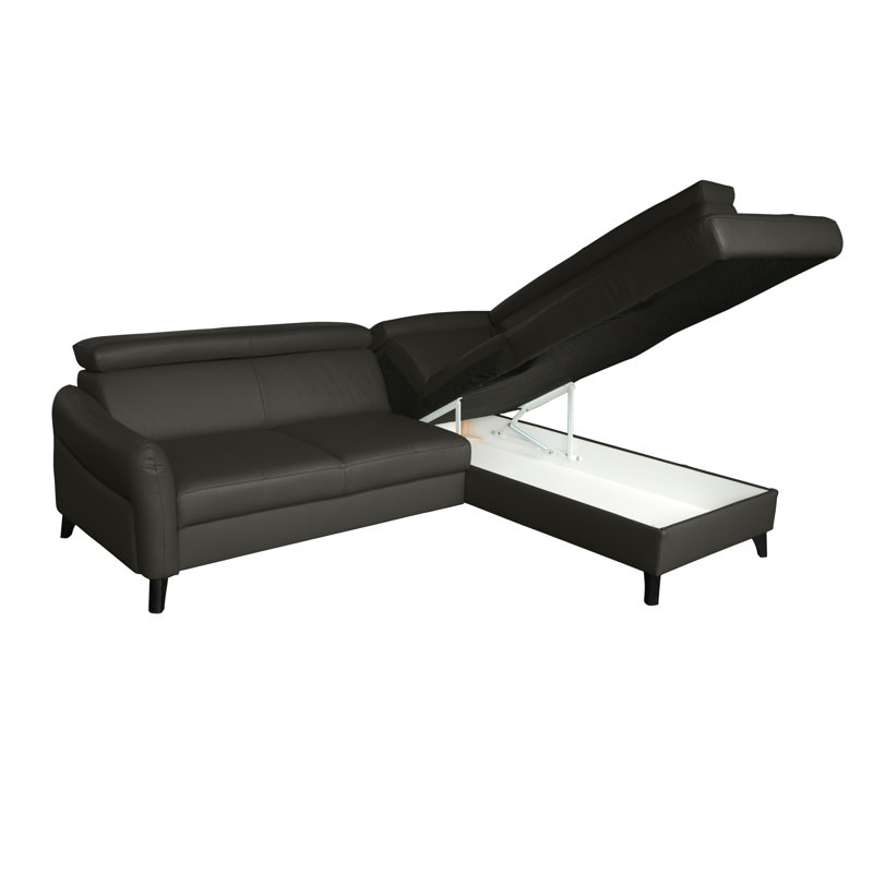 Victoria Upholstered Sleeper Corner Sofa with Ottoman, Dark Gray, Right Hand Facing
