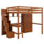 Lit mezzanine double avec bureau et escalier, lit mezzanine en bois avec station de charge, bibliothèque, armoire et tiroirs-814349803