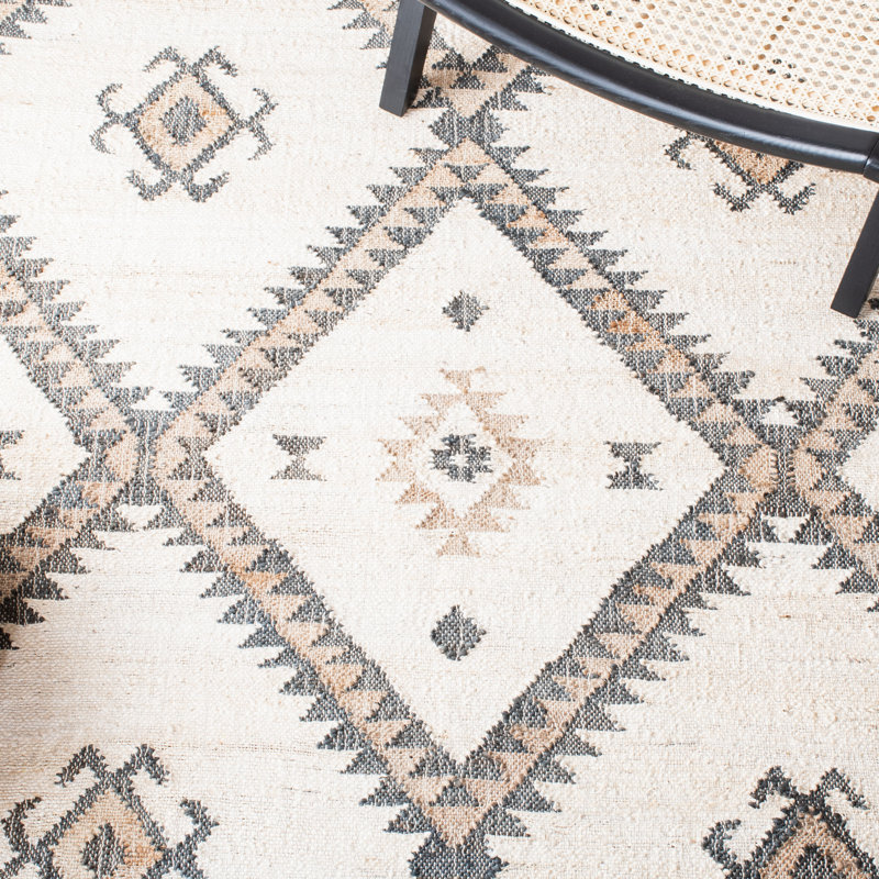 Tapis ivoire / noir / beige Alpharetta Southwestern, Rond 7 pi