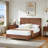 Wooden Corrugated Curved Lines Bed Frame No Box Spring Needed-1438183332-1437553086