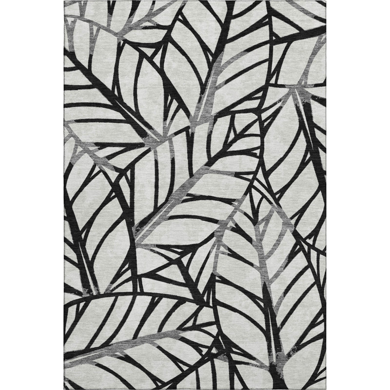 Premium Machine Washable Lisse Black Rug, Rectangle 10' x 14'