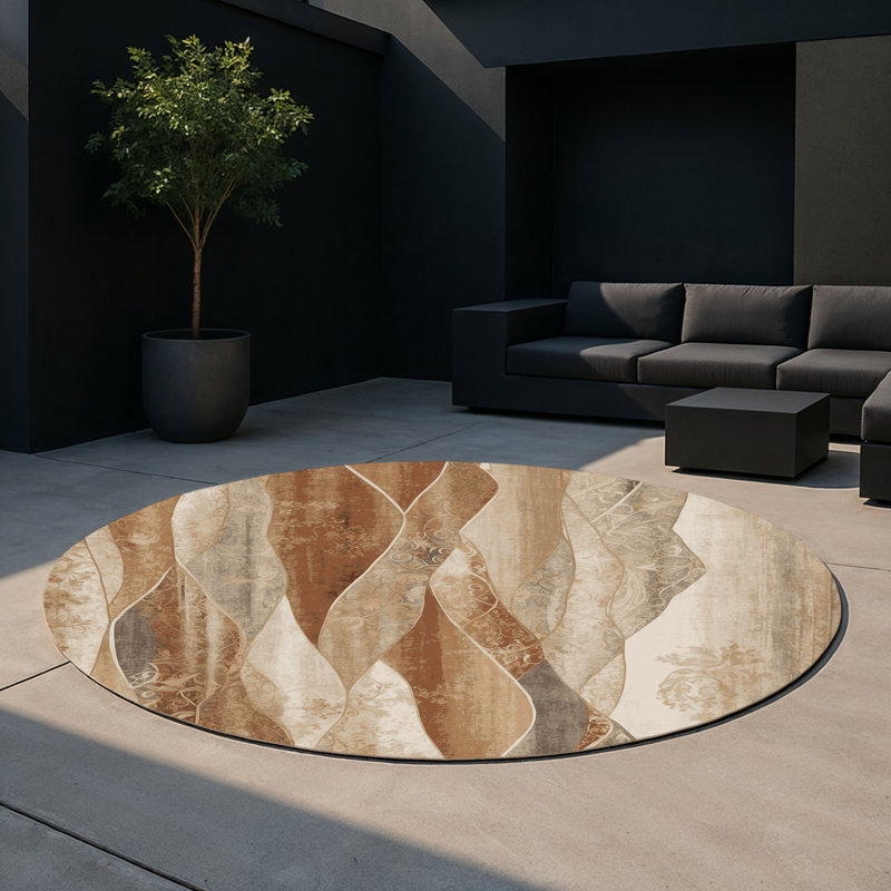 Tapis intérieur et extérieur Cascading Drift, Rond 5 pi