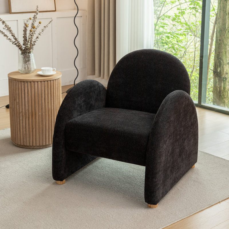 Jenele Upholstered  Boucle Armchair, Black Fabric