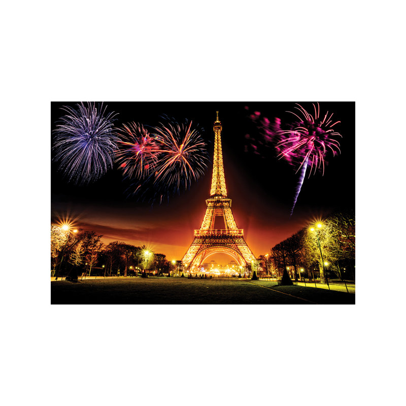 Eiffel Tower Illuminated At Night - No Frame Print on Canvas, 101.6 cm H x 66.04 cm W x 1.91 cm D