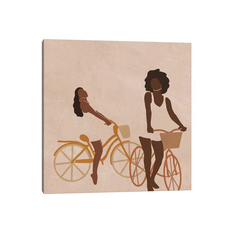 Biking by Sarah Dahir - Painting on Canvas, Wrapped Canvas, 45.72cm H x 45.72cm W x 1.91cm D