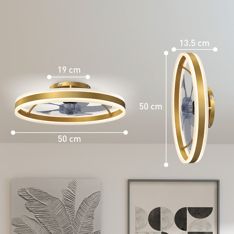 50cm Ceiling Fan with LED Lights, Gold